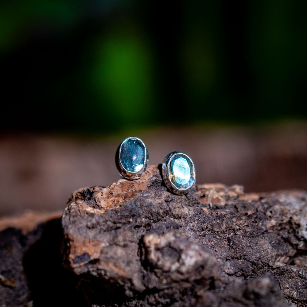 Labradorite Earrings - 925 Sterling Silver - Genuine Gemstone - Nickel Free