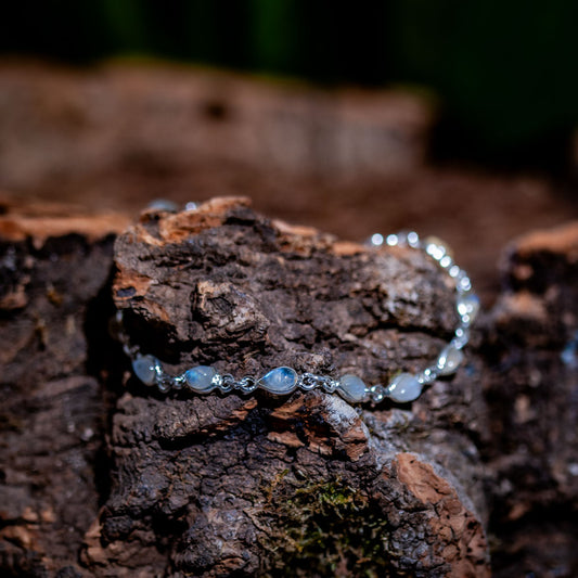 Moonstone Bracelet - 925 Sterling Silver - Genuine Gemstone - Nickel Free