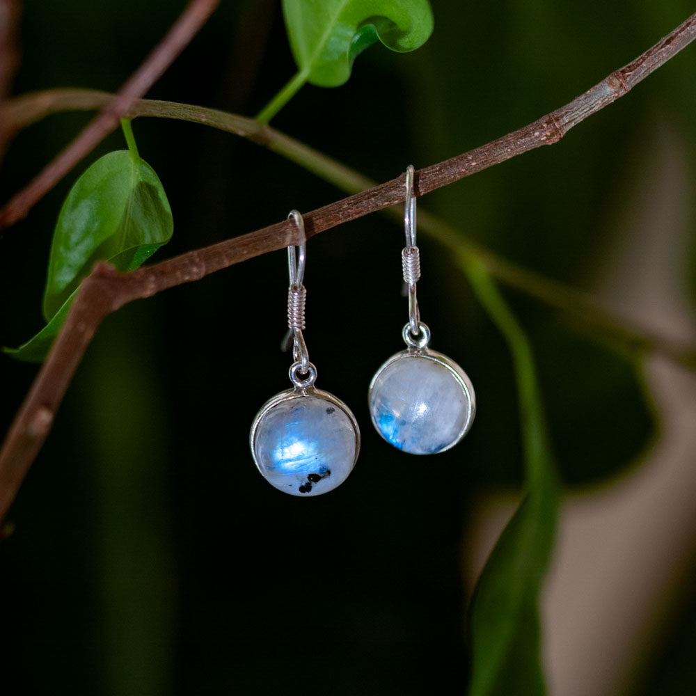 Rainbow Moonstone Earrings - 925 Sterling Silver - Genuine Gemstone - Nickel Free