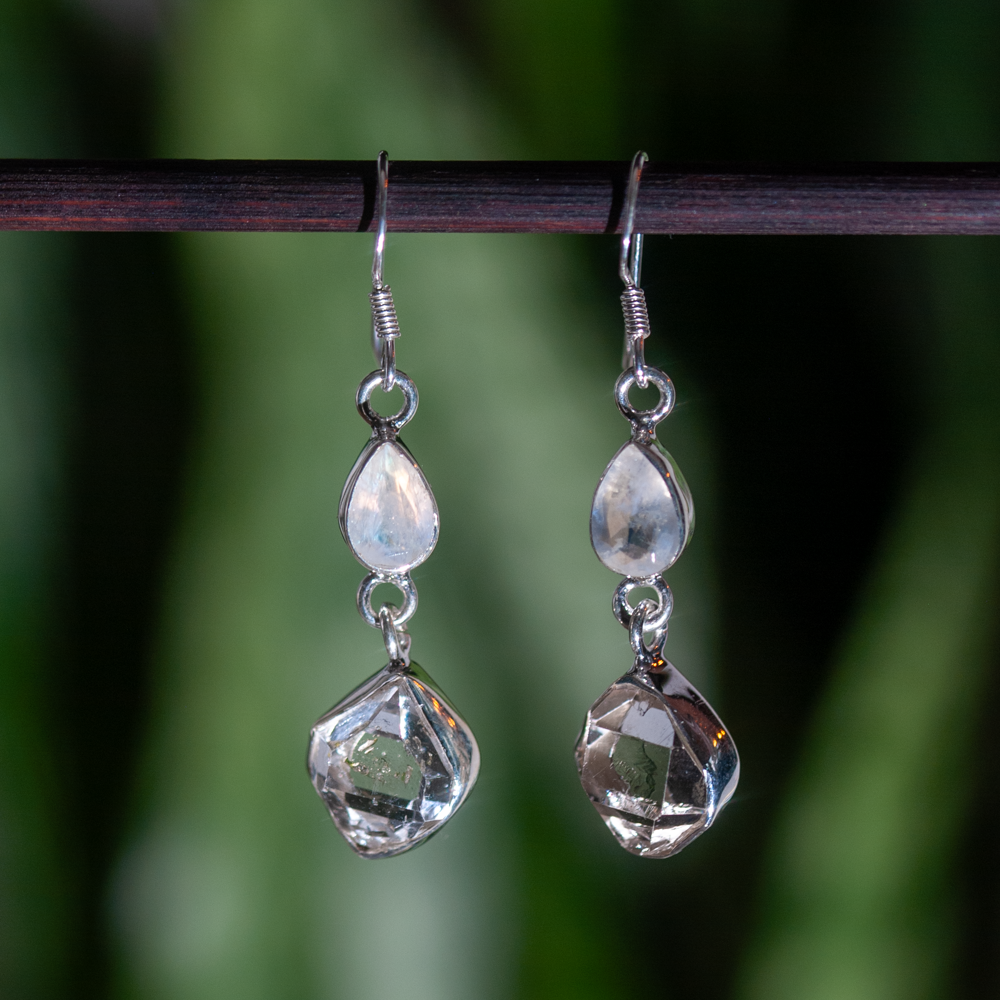 Rainbow Moonstone Earrings - 925 Sterling Silver - Genuine Gemstone - Nickel Free