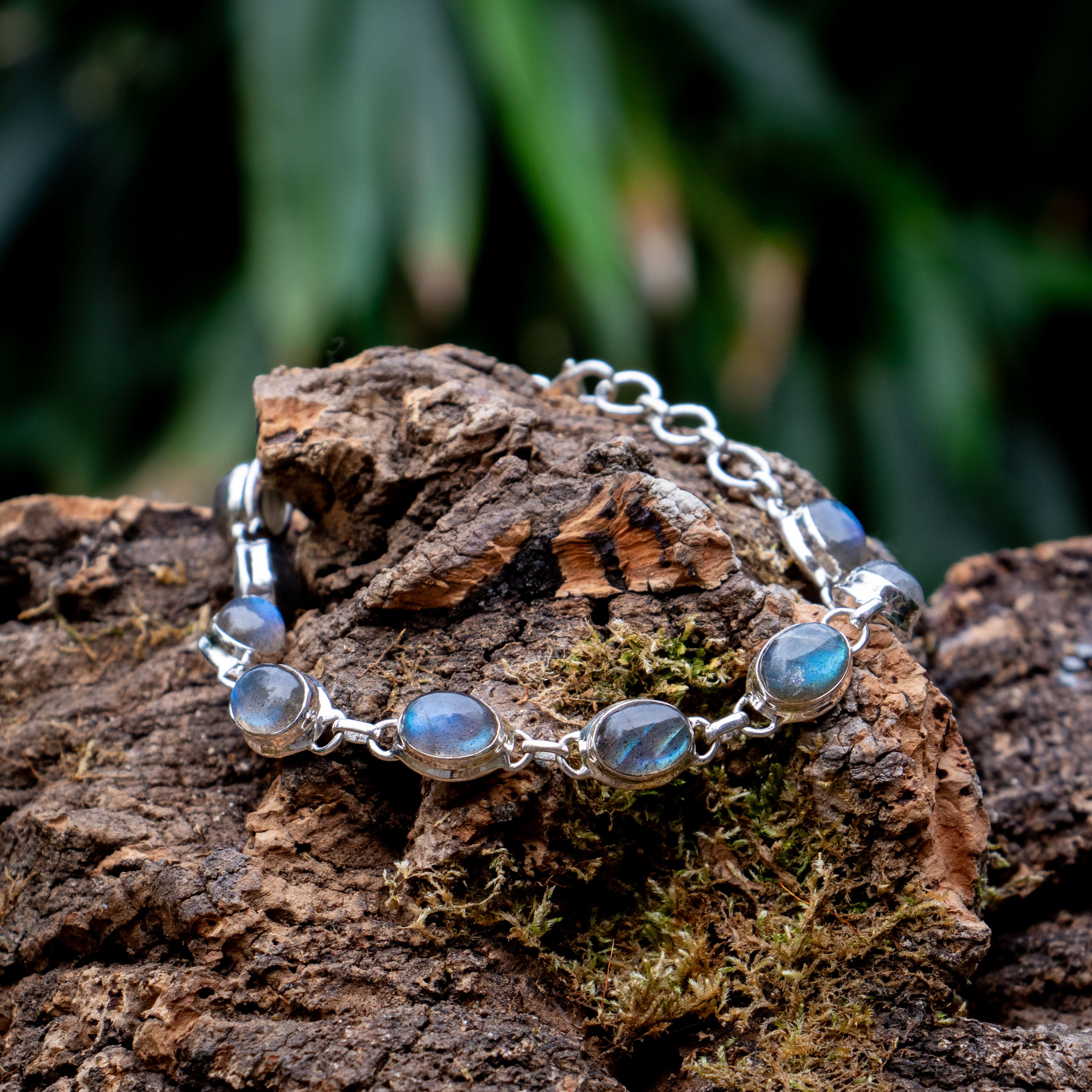 Labradorite Bracelet - 925 Sterling Silver - Genuine Gemstone - Nickel Free