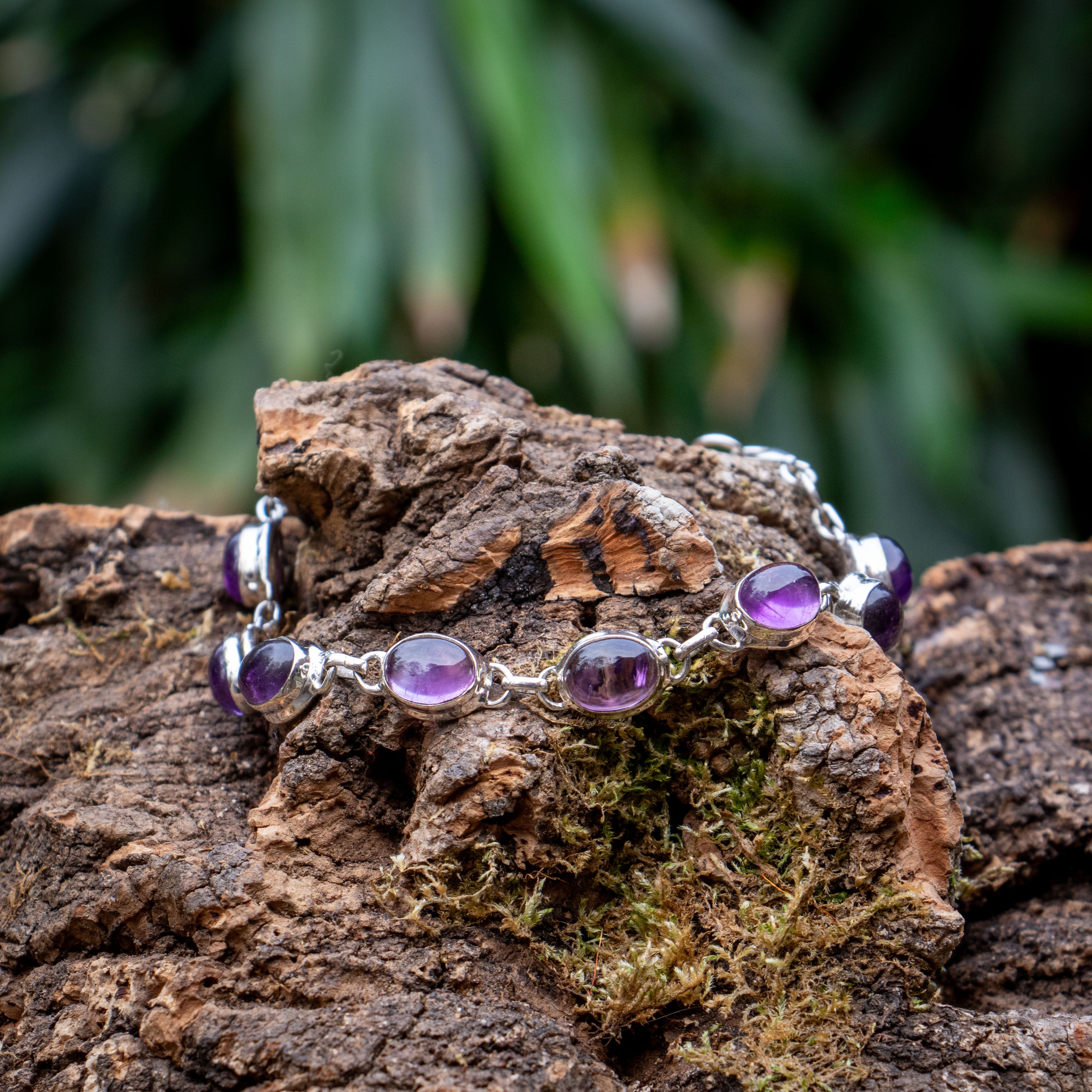 Amethyst Bracelet - 925 Sterling Silver - Genuine Gemstone - Nickel Free