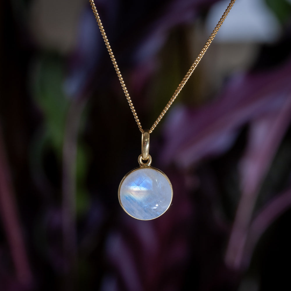 Rainbow Moonstone Necklace - 925 Sterling Silver - Genuine Gemstone - Nickel Free