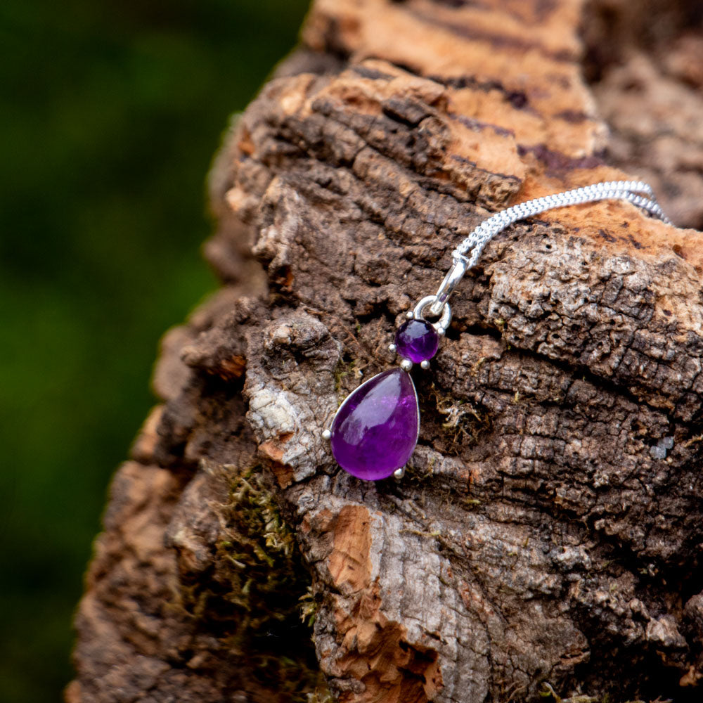 Amethyst Necklace - 925 Sterling Silver - Real Gemstone - Nickel Free