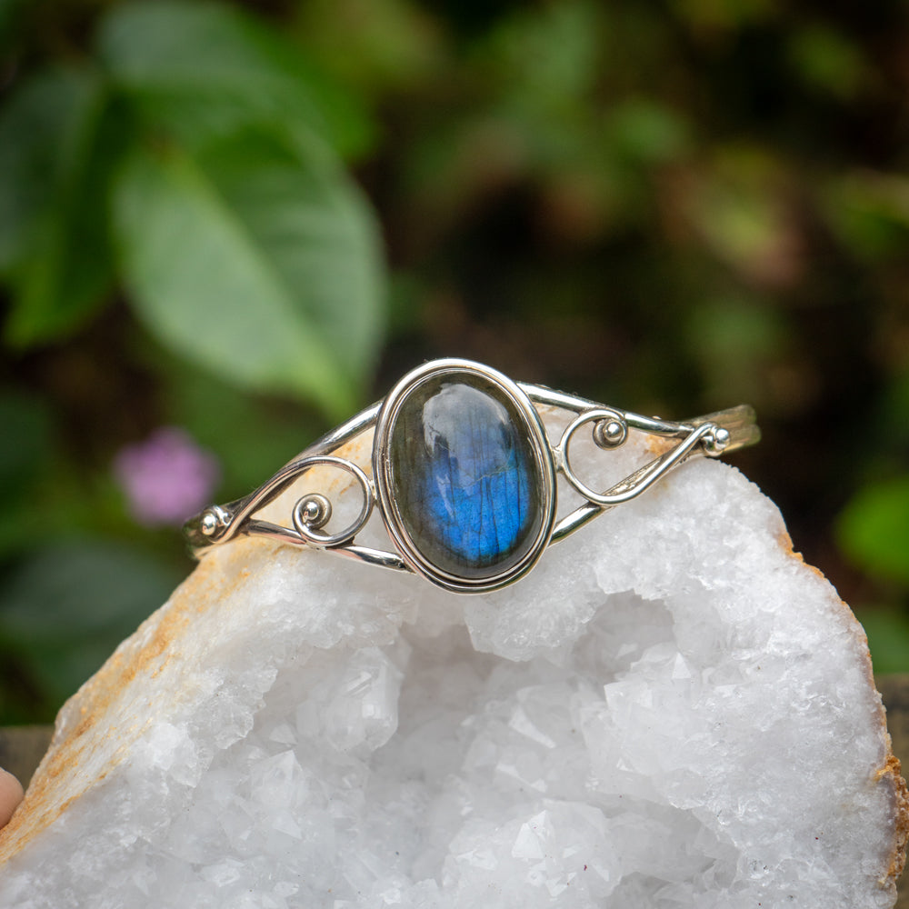 Labradorite Bracelet - 925 Sterling Silver - Genuine Gemstone - Nickel Free