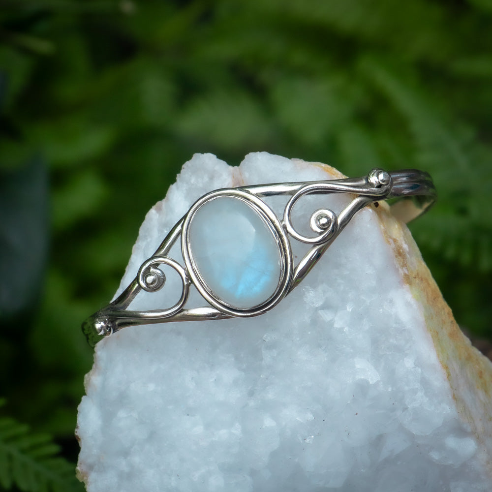 Rainbow Moonstone Bracelet - 925 Sterling Silver - Genuine Gemstone - Nickel Free